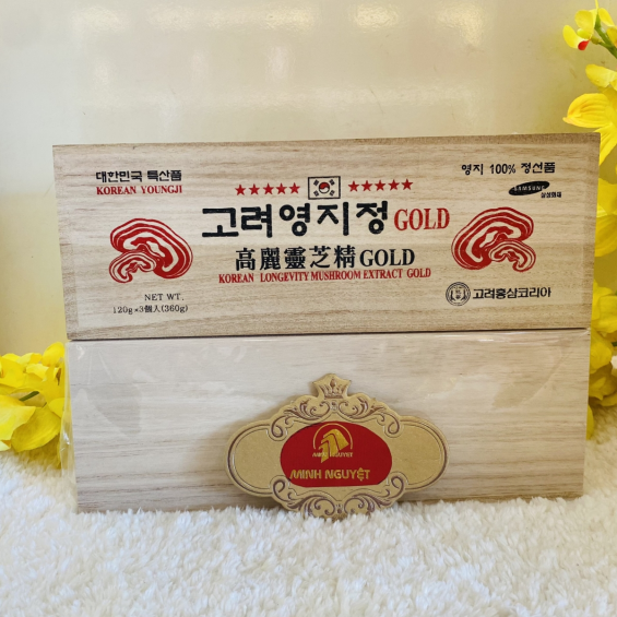 Cao linh chi sao đỏ Hàn Quốc Gold hộp gỗ 3 lọ x 120g
