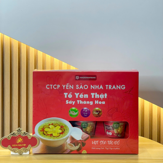 Tổ yến thật sấy thăng hoa - Hạt sen táo đỏ 72g