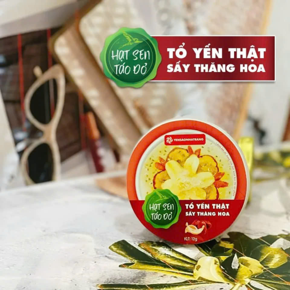 Tổ yến thật sấy thăng hoa - Hạt sen táo đỏ 72g